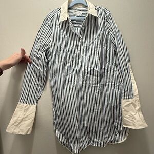 Equipment Blue and White Striped Men's Shirt